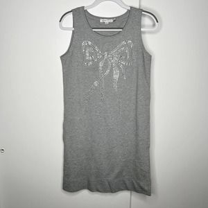 See By Chloe Terrycloth Rhinestone Appliqué Bow Design Cotton Tank Dress US 4